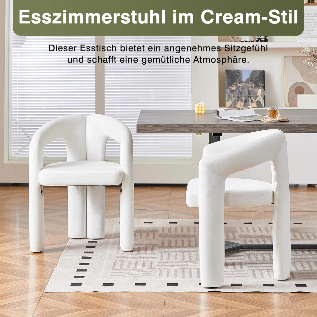 Sedia da pranzo in velluto beige con braccioli, 150 kg