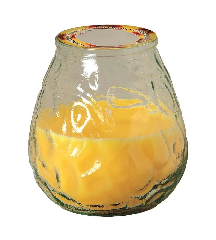 Bicchiere in vetro con candela alla citronella