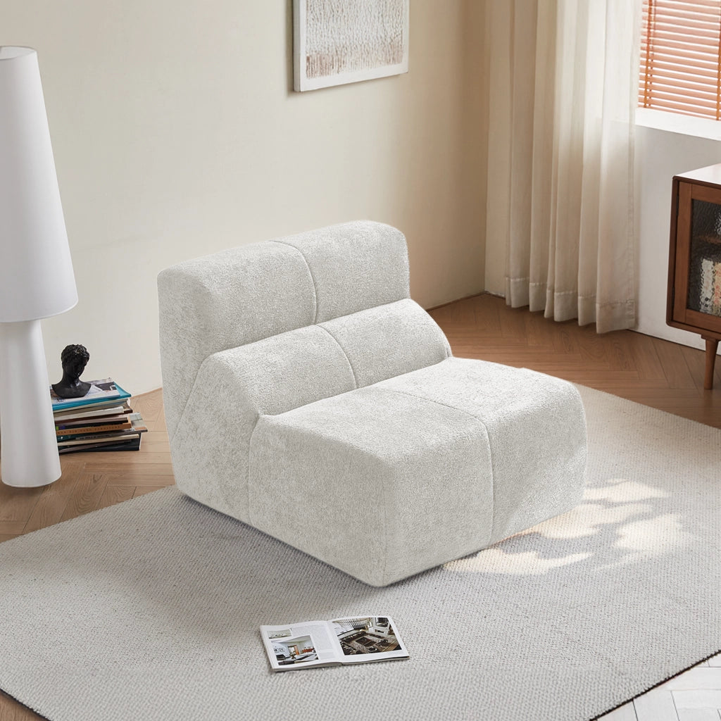 Poltrona 94x110x79 cm ergonomica in velluto bianco