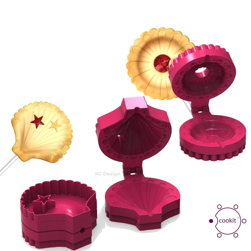 6 piccoli stampini a forma di scarpa con bastoncini, set per "pie pops"