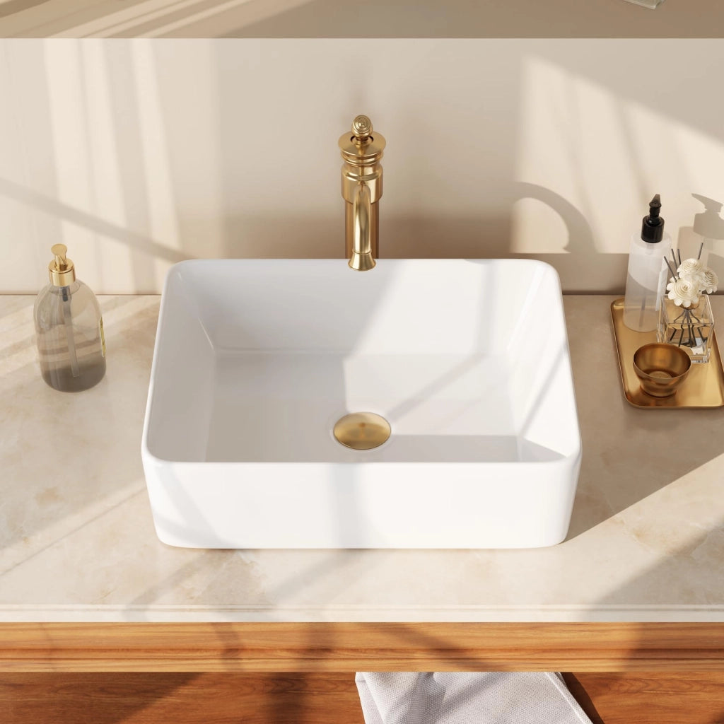 Lavabo da appoggio, forma quadrata, 480x375 mm, Vetroceramica, bianco