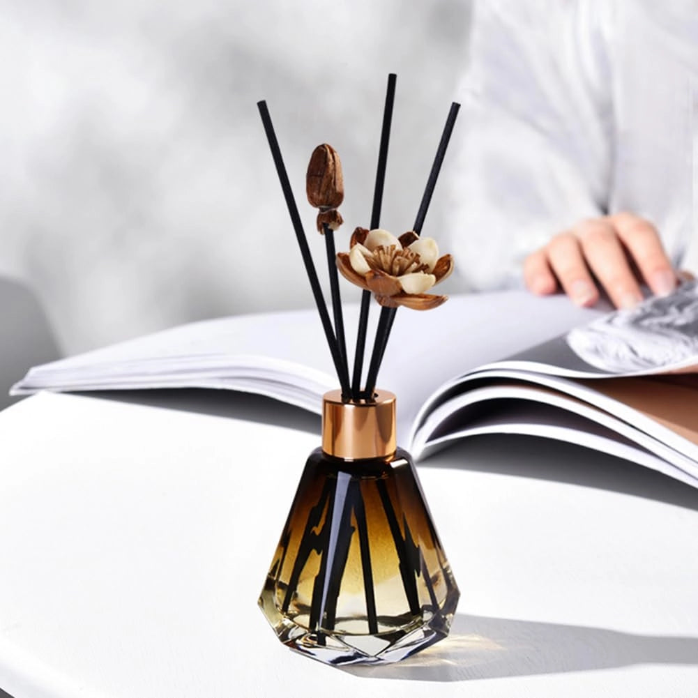 Set da 2 flaconi diffusori in vetro, capacità 60 ml, forma a diamante, con tappo