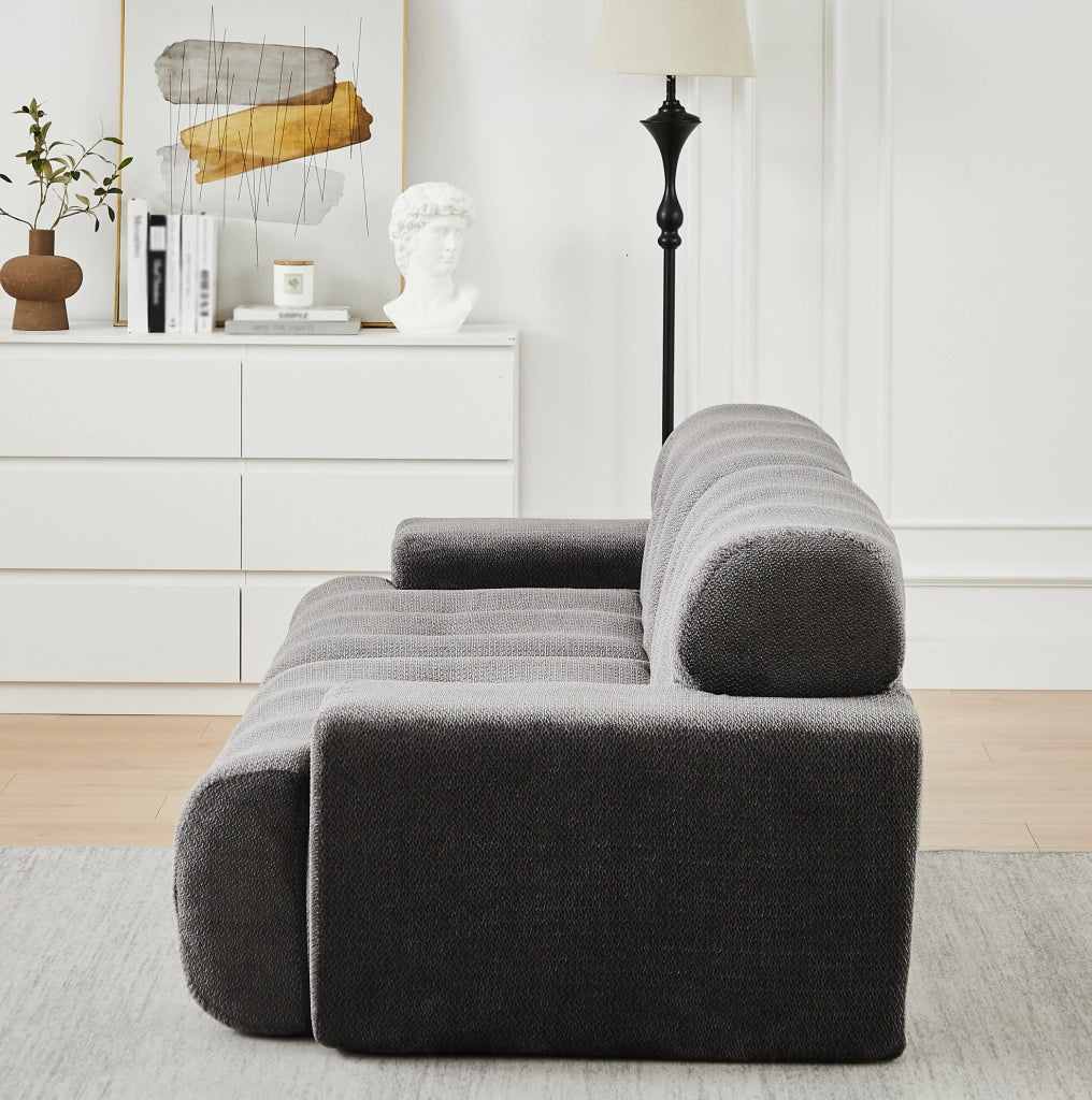 Divano 2 posti in ciniglia grigio, 224 cm, senza montaggio