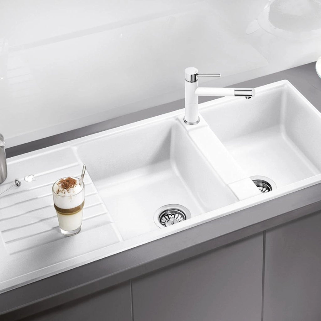 Lavello in granito SILGRANIT, colore nero, dimensioni 116x50x20,2 cm, da incasso