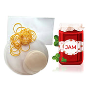 Set di 24 coperchi per vasetti di marmellata con elastici e etichette