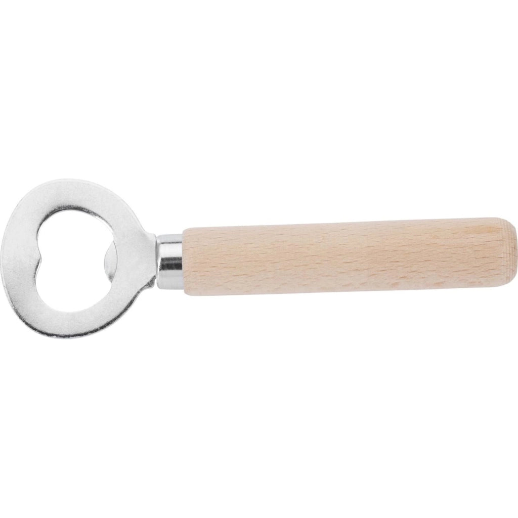 Set di cavatappi con apriscatole, in legno/acciaio, color legno chiaro/argento