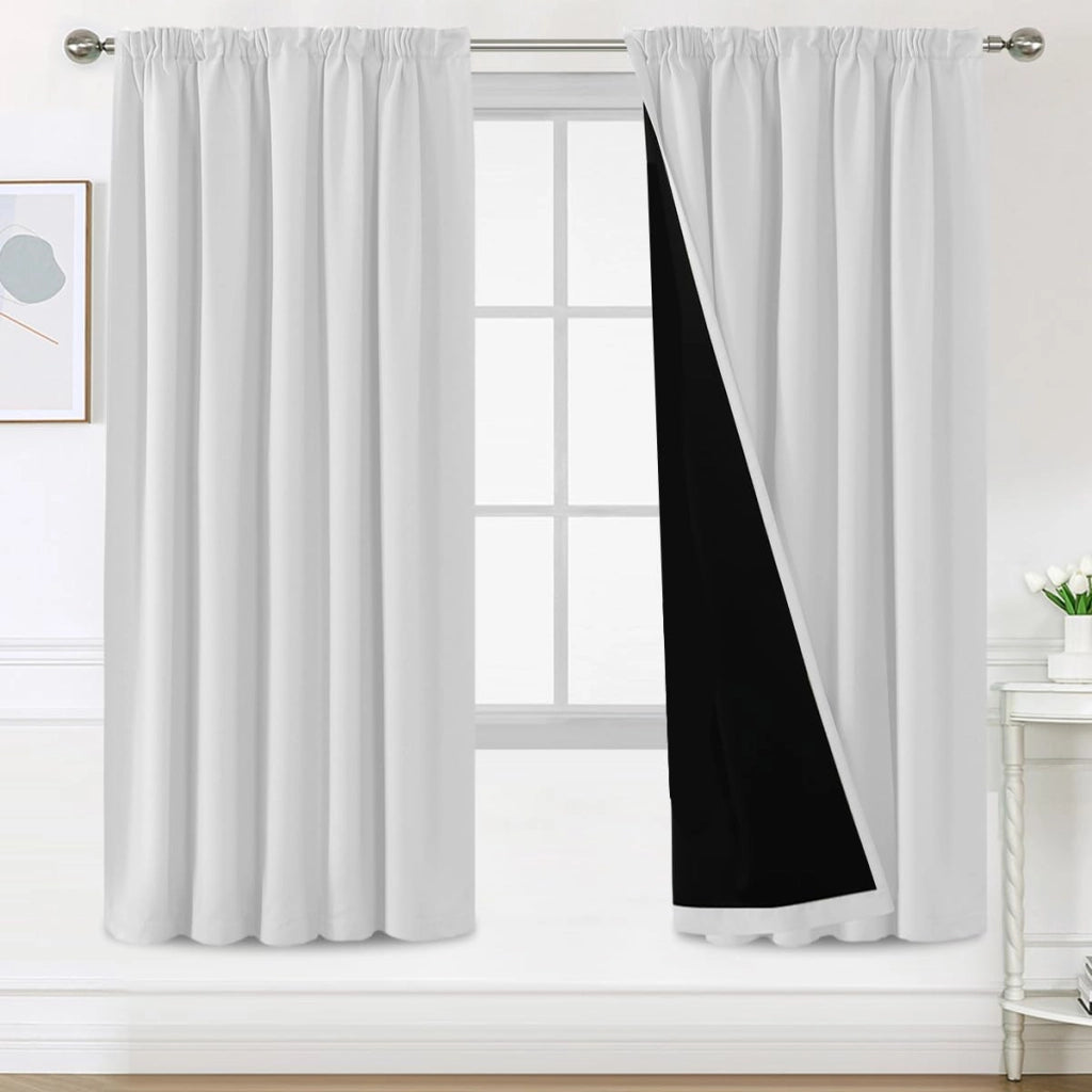 Tende oscuranti, set da 2, 132x214 cm, grigio e bianco, termiche