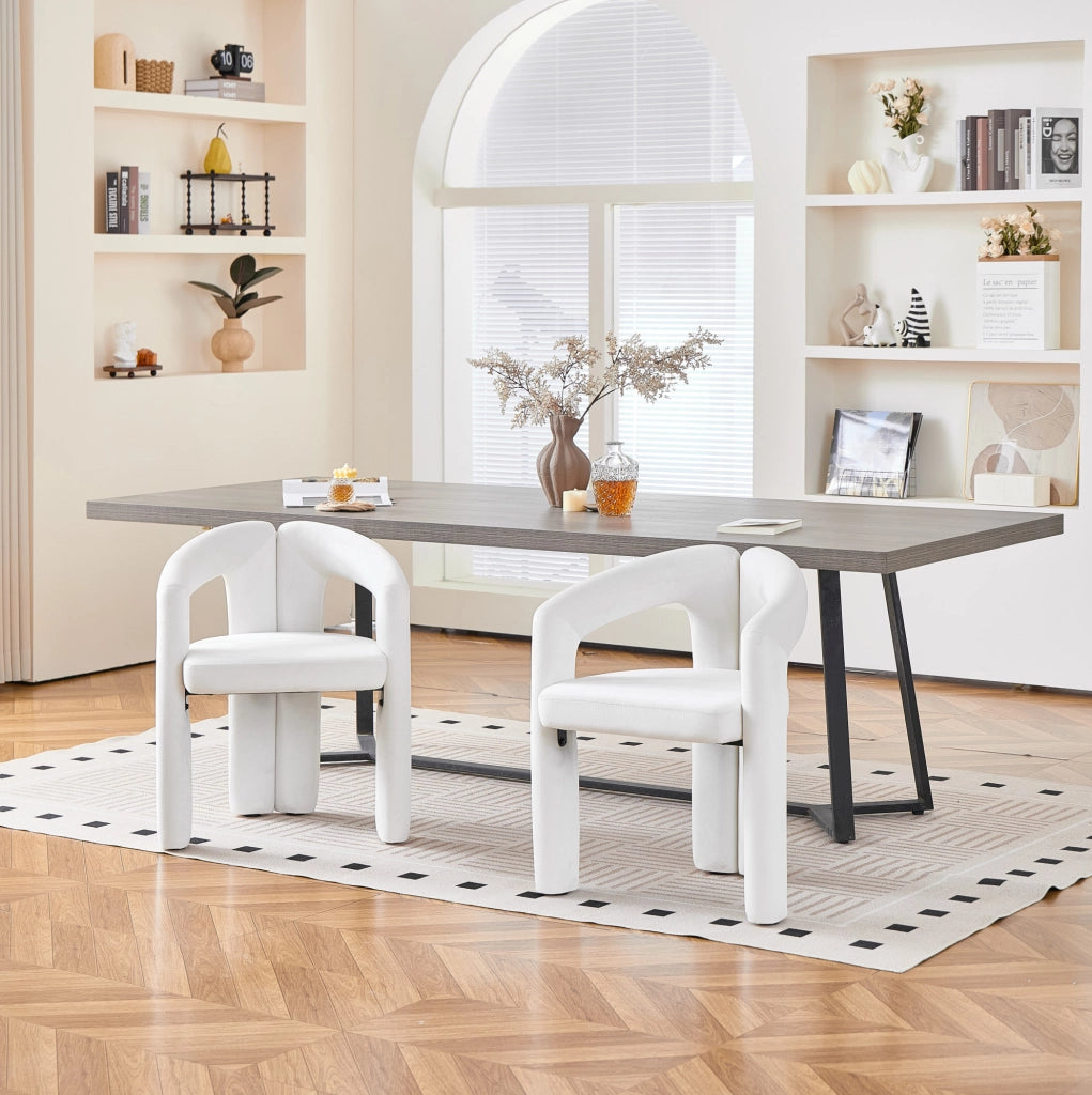 Sedia da pranzo in velluto beige con braccioli, 150 kg