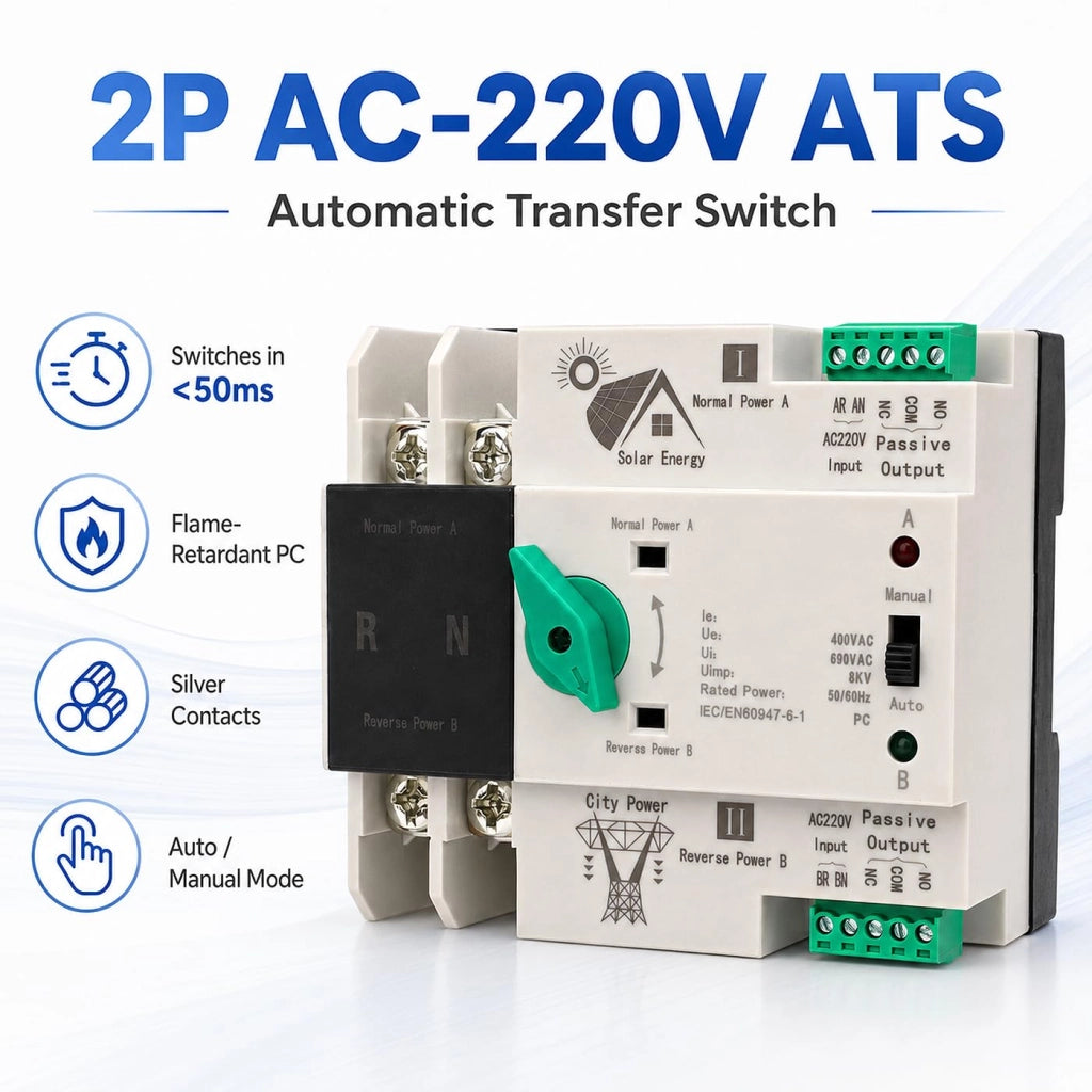 2P AC-220V ATS, commutatore automatico per alimentazione di riserva (100 A)
