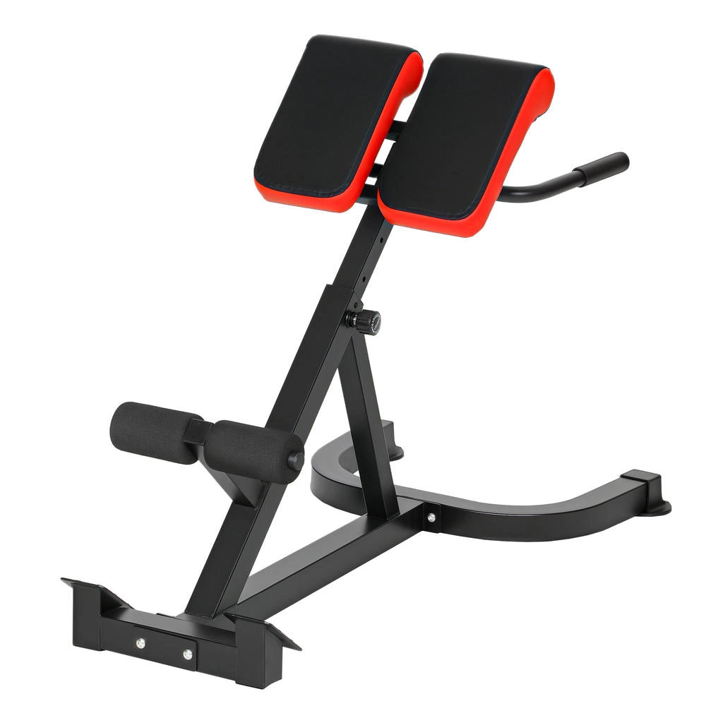 Panca Palestra Regolabile a 5 Livelli Sedia Romana per Iperextensioni con Rulli in Schiuma 112 x 62 x 88 cm Nero e Rosso Robusta
