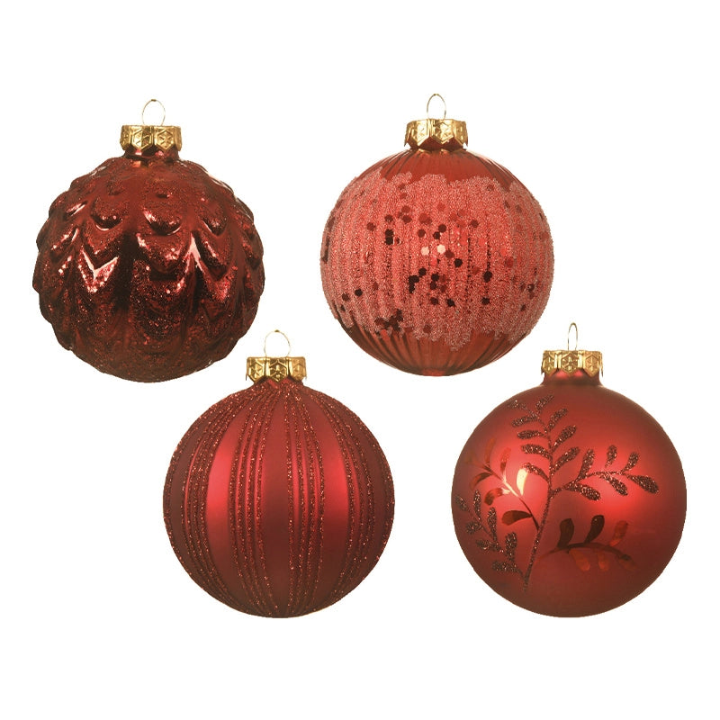 Pallina di Natale rossa opaco/lucido Ø8 cm - 1 pezzo assortito