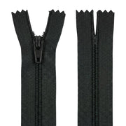 Cerniera in nylon, modello #3, 20 cm, colore nero, chiusa