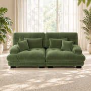 DIVANO Modulare in Chenille Verde con cuscini decorativi e lombari