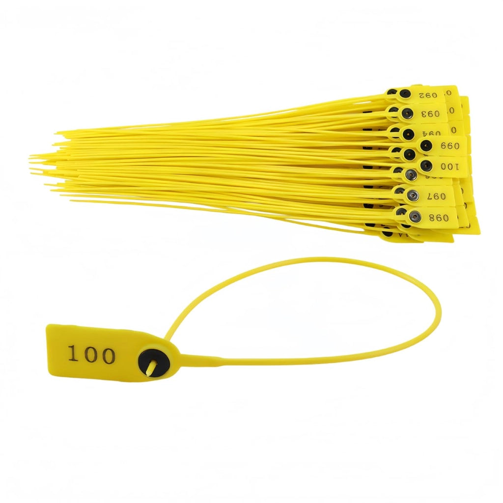 Sigilli di sicurezza, 100 pezzi, gialli, 40 cm, numerati