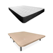Letto completo 135x190 cm con materasso reversibile, color beige