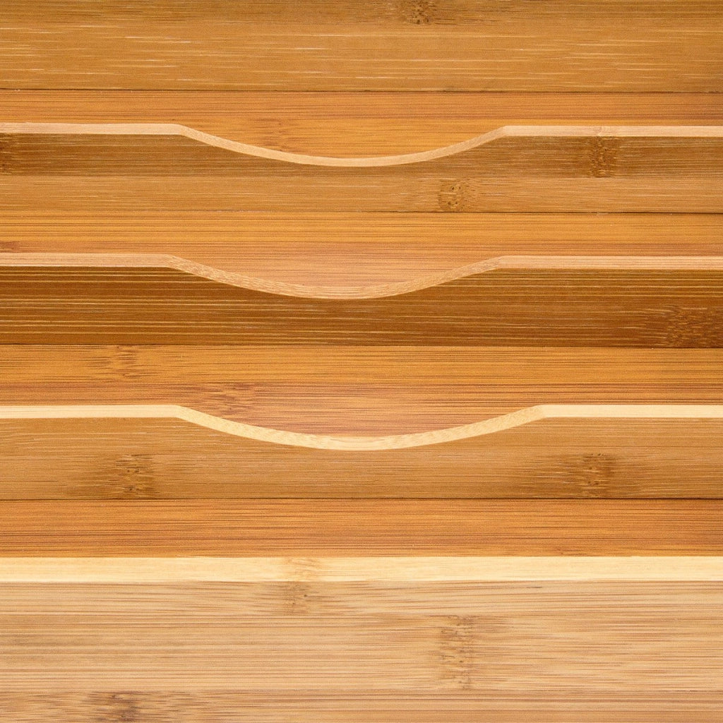 Contenitore per posate con 5 scomparti, in bambù, dimensioni 4,5 x 25,5 x 34 cm, adatto per cassetti
