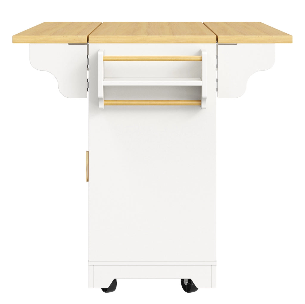 Carrello da cucina bianco con piano pieghevole e LED RGB