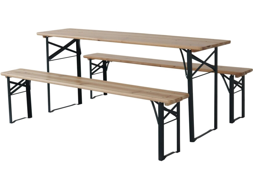 Tavolo da giardino pieghevole da brasserie con 2 panche "Lisbona" - 218 x 59,5 x 75 cm - Marrone