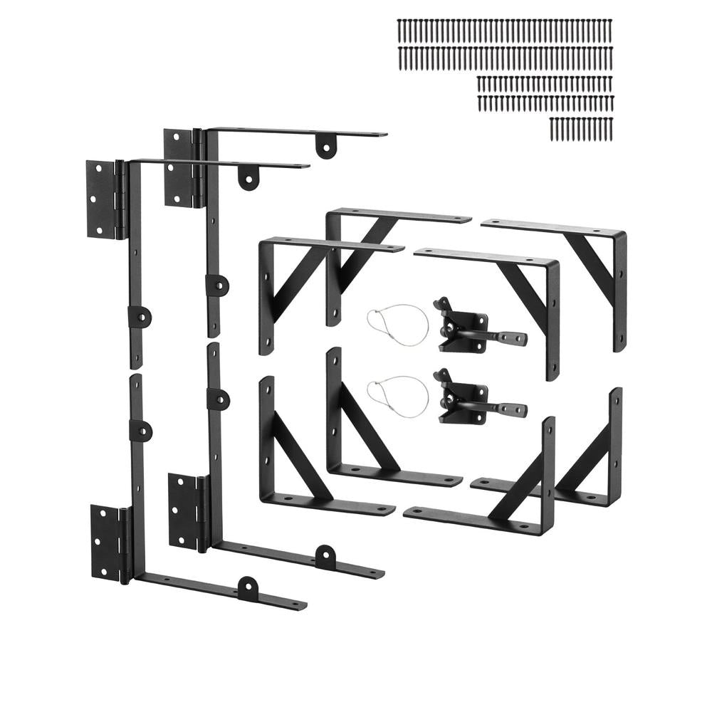 2 Set Kit Staffe di Rinforzo Angolare per Cancello in Ferro Nero A70002102, Ferramenta Anti-Cedimento con Serratura e Viti per Fai da Te