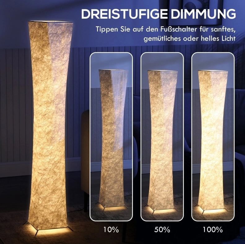 Lampada da terra bianca e argento con LED integrato e 3 livelli di luminosità