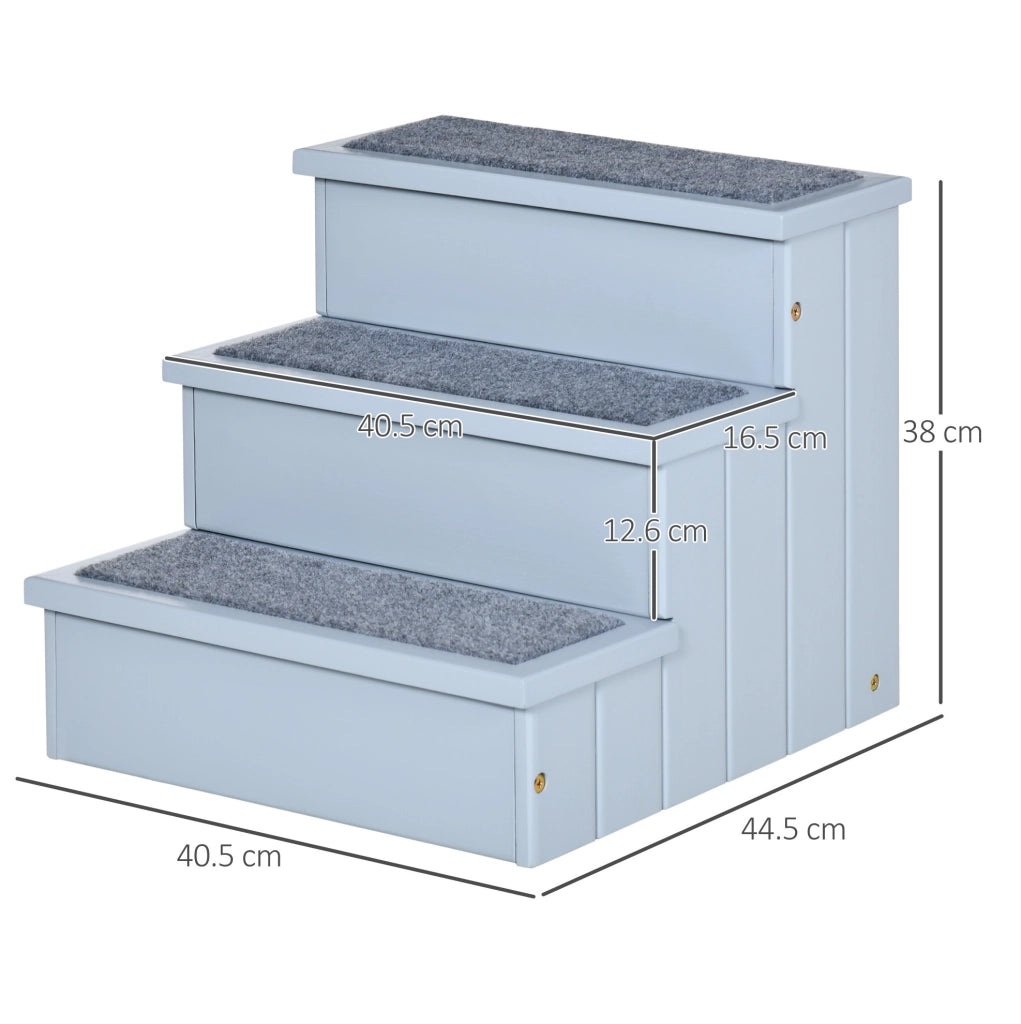 Scala per cani e gatti 40,5x44,5x38 cm grigio, 3 gradini con vano contenitore