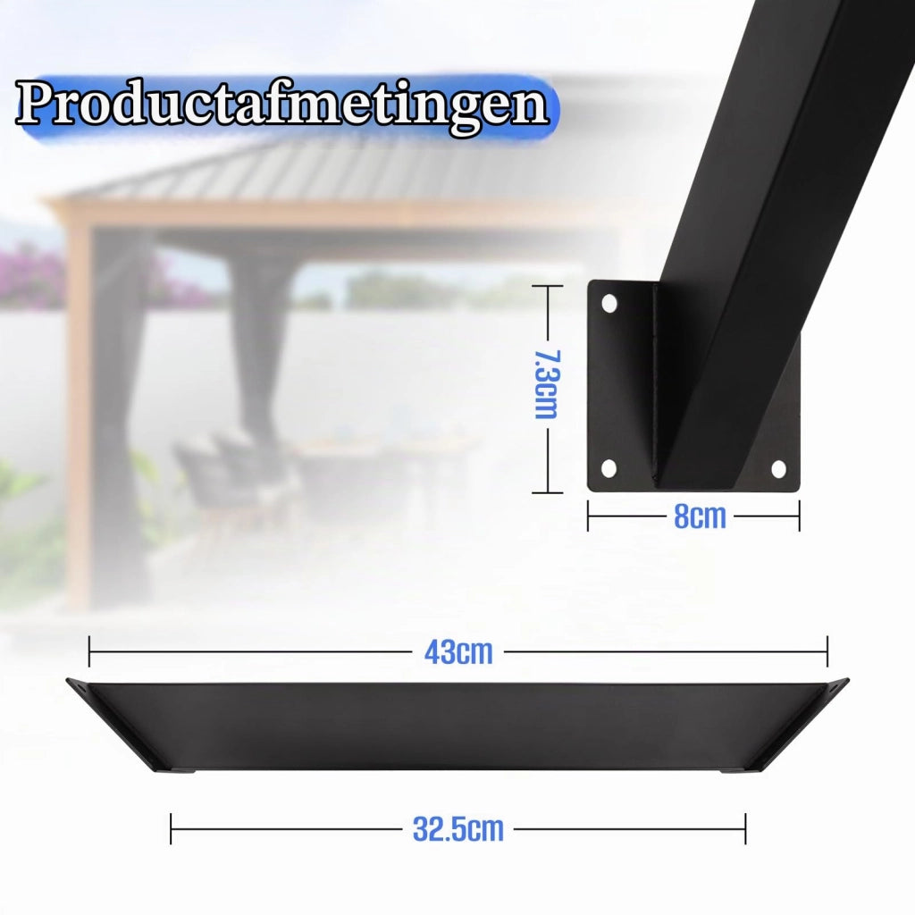 Set di 4 supporti angolari da 45° in metallo per pali in legno, colore nero