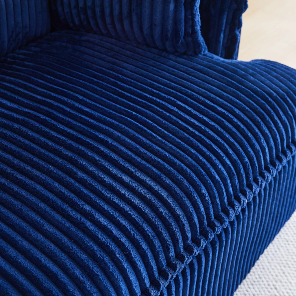POLTRONA compressa con pouf, 115x89x77 cm, rivestimento blu
