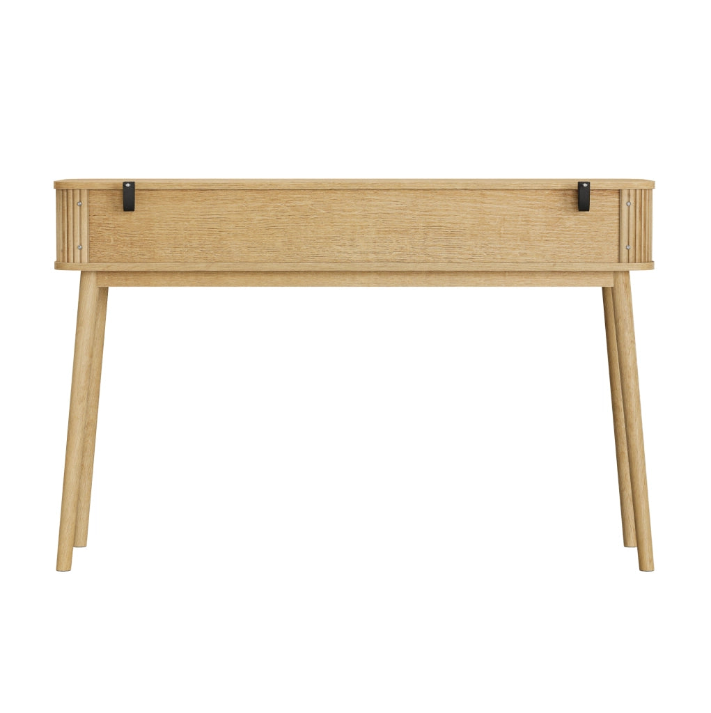 Consolle effetto rovere con due cassetti e ripiano aperto