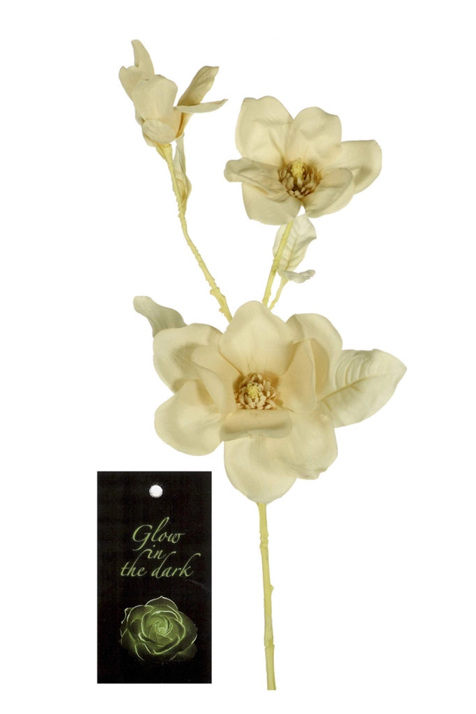 3 magnolie artificiali con effetto glitter, alte 82 cm, color beige, lavabili