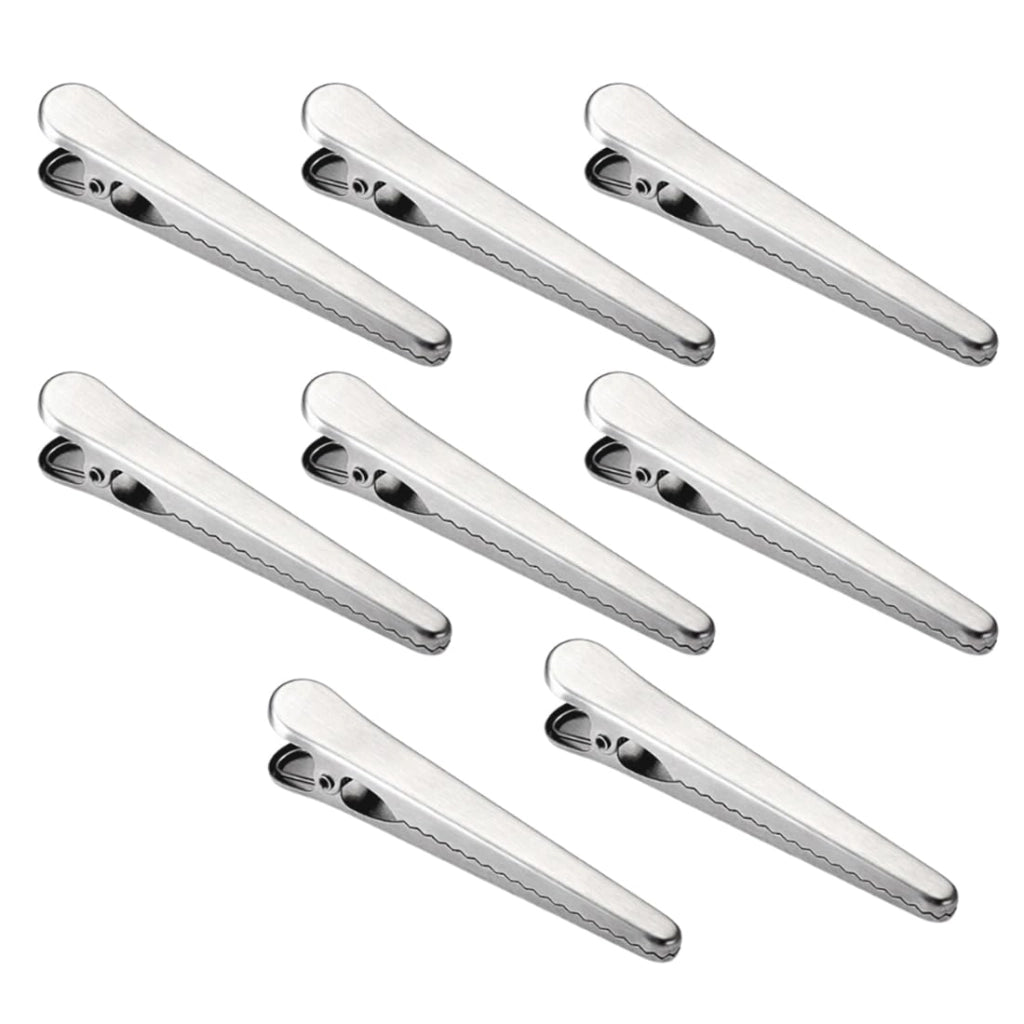 6 clip di chiusura in acciaio inossidabile, 11,5 cm, per sacchetti alimentari, colore argento