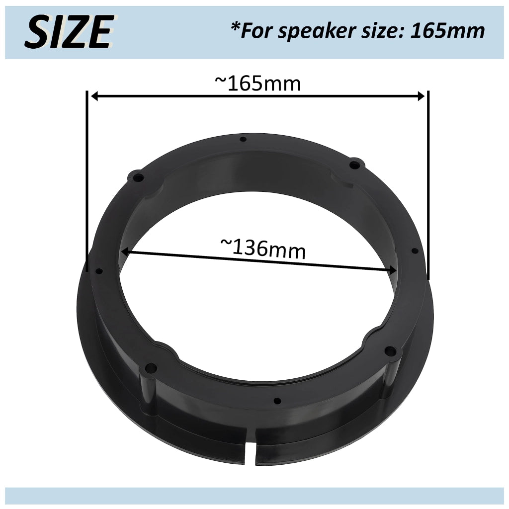 Kit di adattatori per altoparlanti per auto, diametro 165 mm, 2 pezzi, in plastica