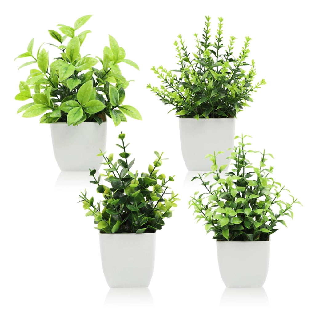 Set di 4 piante artificiali – Mini piante ornamentali in vaso, 18 cm