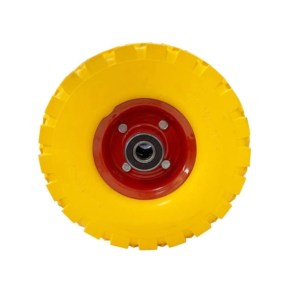 Ruota in gomma gialla, antiscottatura, diametro 24 cm, per carriola