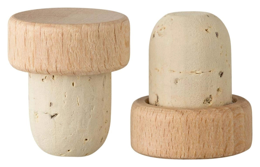 100 tappi in sughero naturale, diametro 19,5 mm, con manico in legno