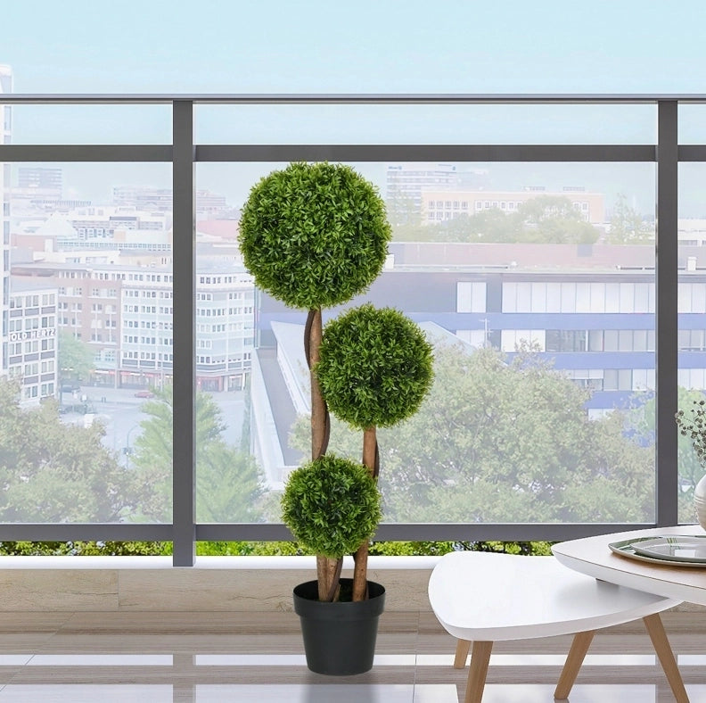 PIANTA Artificiale di Bosso 110 cm in Polietilene Verde Resistente ai Raggi UV