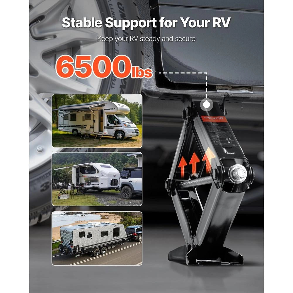 Set 4 Cric a Forbice per Camper RV ST-120LA in Acciaio, Stabilizzatori Livellamento 103-595 mm Regolabili con Manovella, Carico Max 2948 kg
