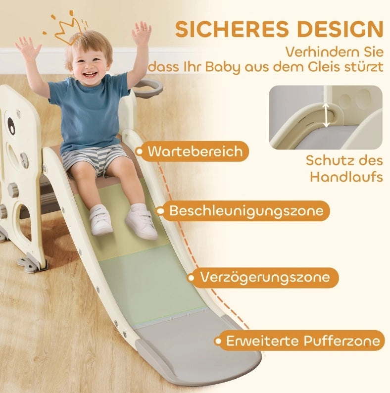 Scivolo per bambini pieghevole con arrampicata e canestro