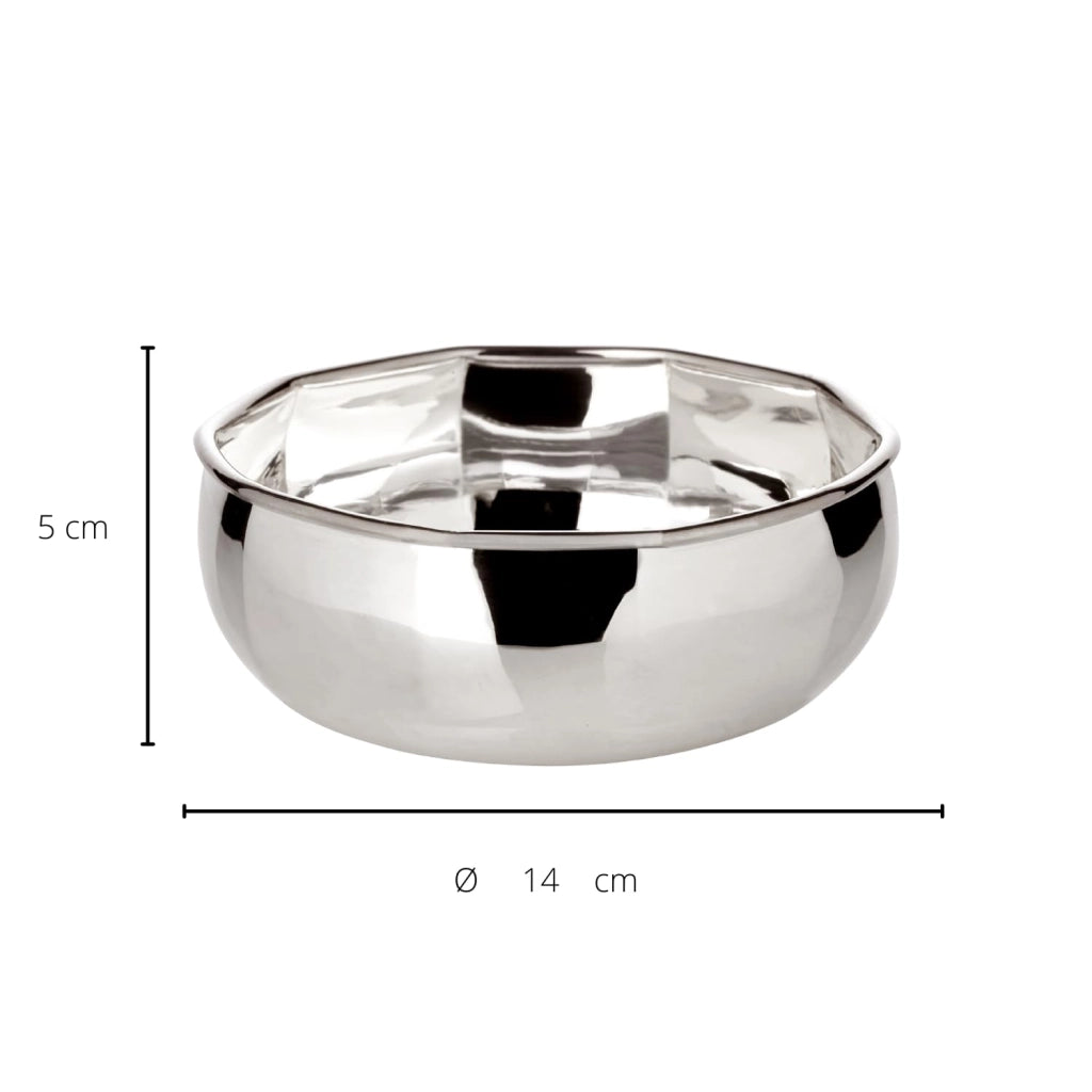 Ciotola, diametro 14 cm, altezza 6 cm, in ottone argentato