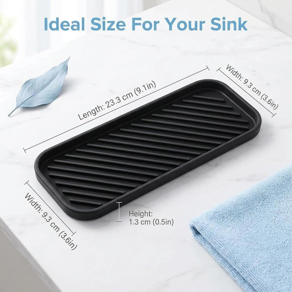 Set da 2 organizer in silicone per lavello, colore nero, dimensioni 23x9 cm