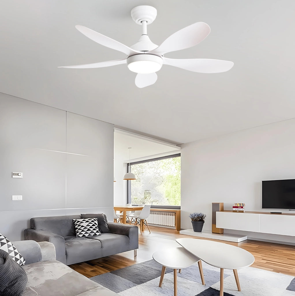 Ventilatore da soffitto 107 cm con luce LED dimmerabile e telecomando, bianco