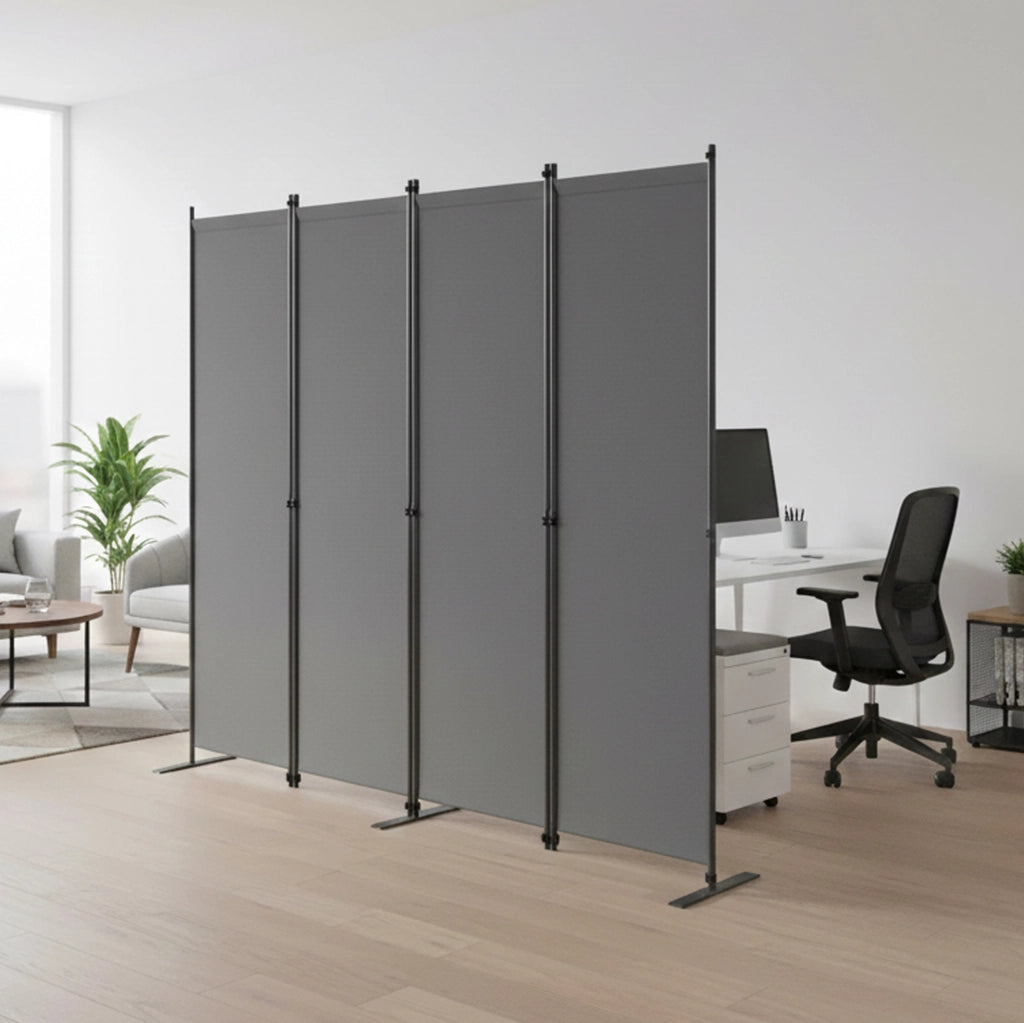 Paravento divisorio pieghevole grigio scuro 204 x 180 cm