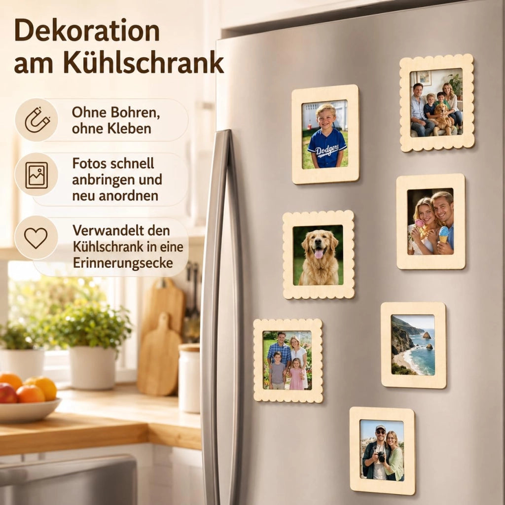 Kit per creare: 15 mini cornici in legno da dipingere, con supporto magnetico