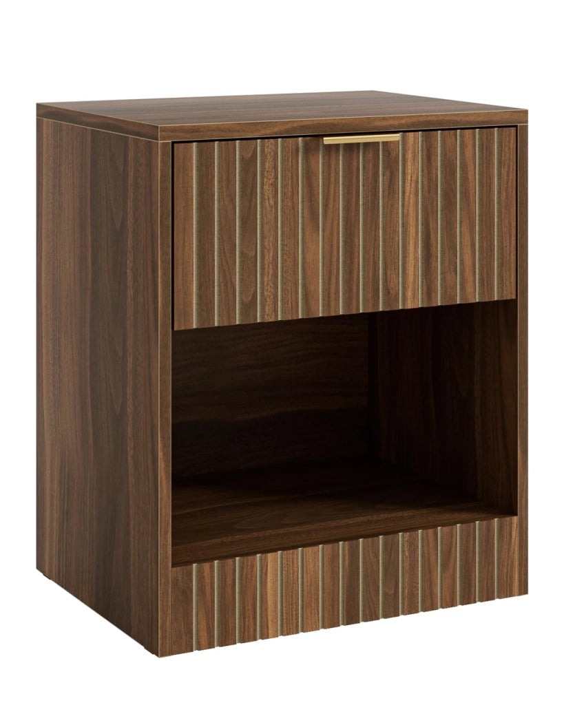 Comodino in noce, grande, con cassetto, 50x38x60 cm
