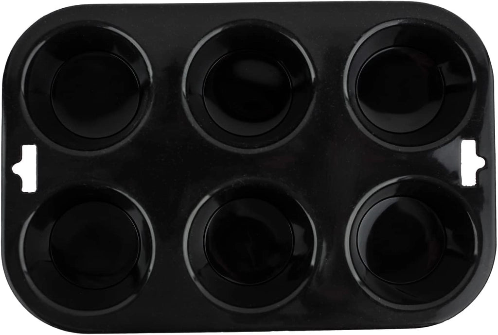 Stampi in silicone per muffin, 6 cavità, set da 2, colore nero e rosa