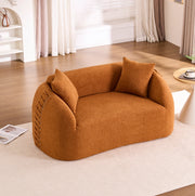 Divano 2 posti curvo 155x90 cm in ciniglia arancione, compatto