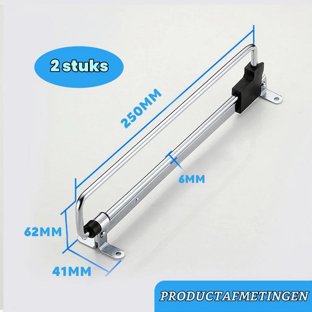Asta estraibile per appendiabiti, 25 cm, 2 pezzi, argento, telescopica
