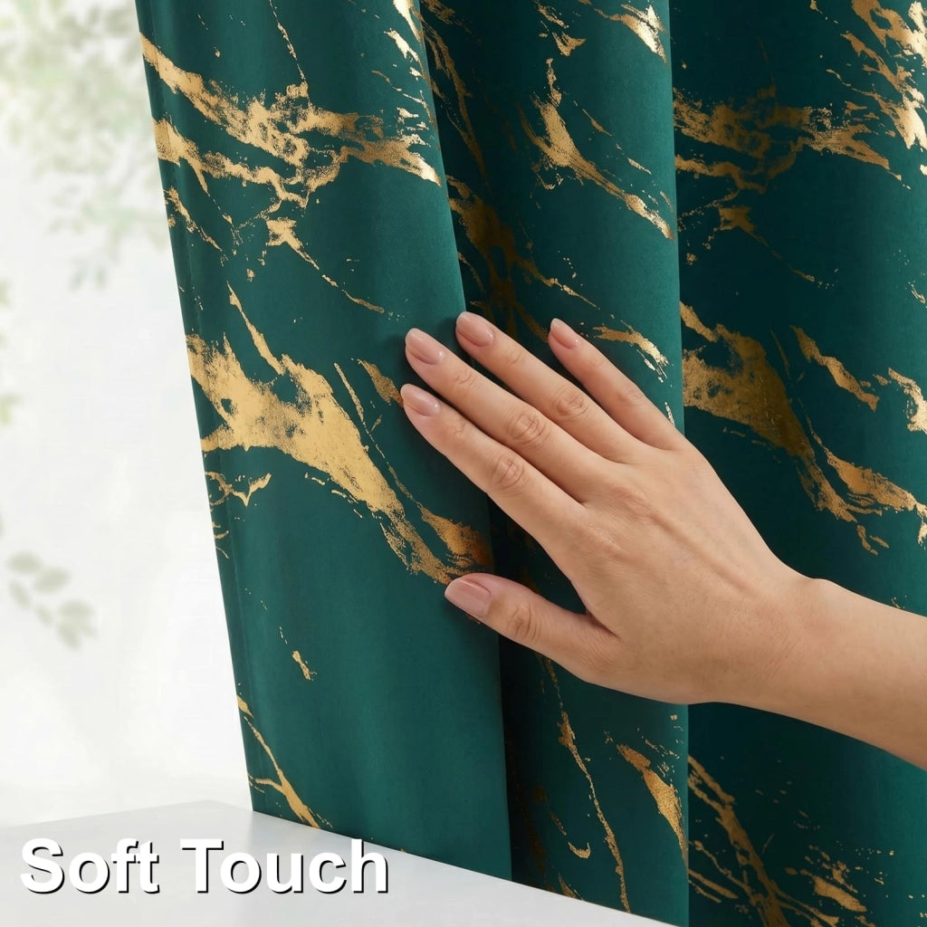 Tende oscuranti, set da 2, 132x244 cm, effetto marmo dorato