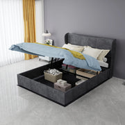 Letto imbottito grigio 140 x 200 cm con testiera in velluto