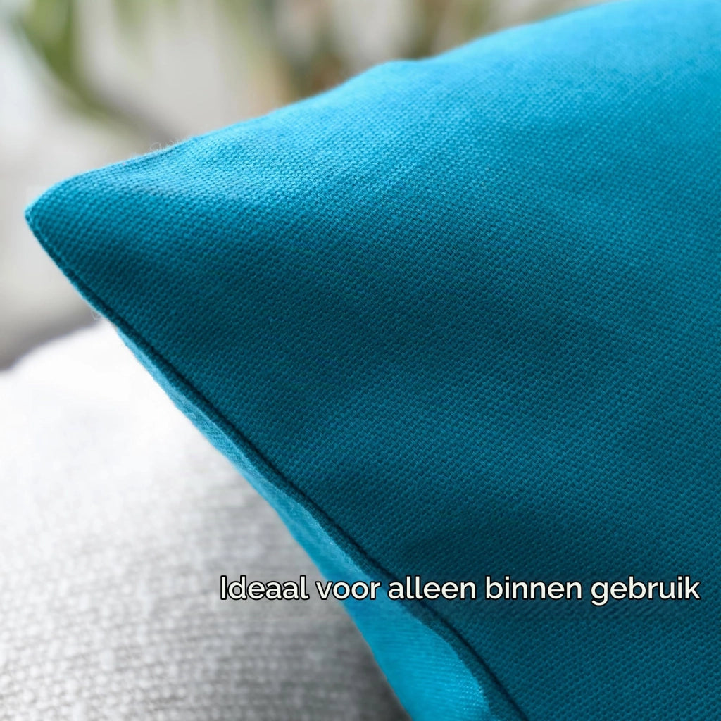 Set di 2 federe per cuscini, 40x40 cm, colore azzurro, tessuto in cotone