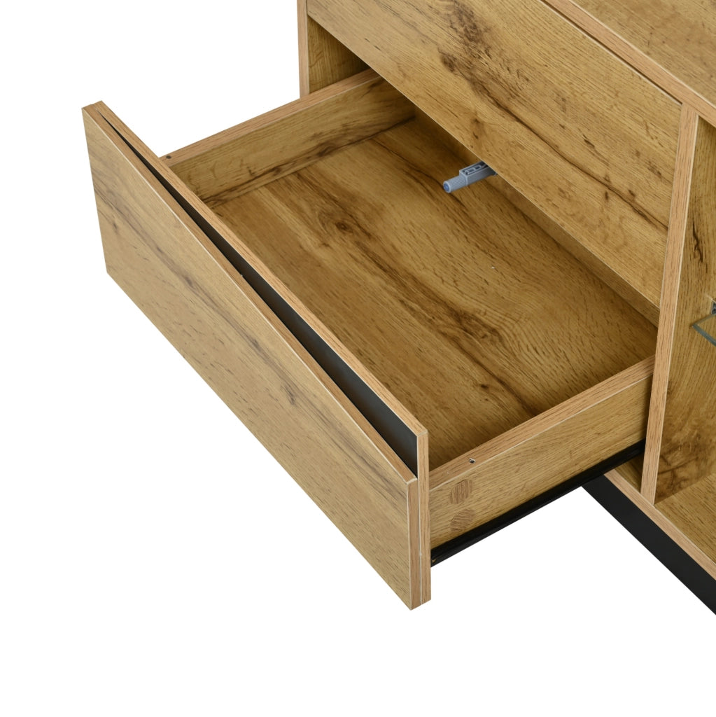 Mobile TV 180 × 35 × 45 cm in MDF con LED, 2 cassetti e 2 ante